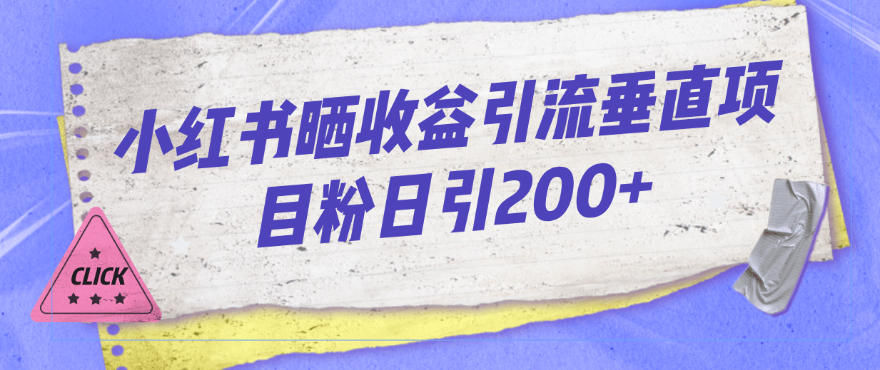 小红书晒收益图引流垂直项目粉日引200-知一项目网