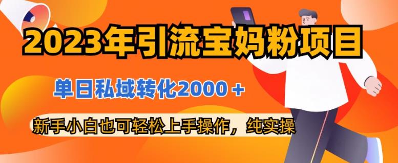 2023年引流宝妈粉项目，单日私域转化2000＋，新手小白也可轻松上手操作，纯实操-知一项目网