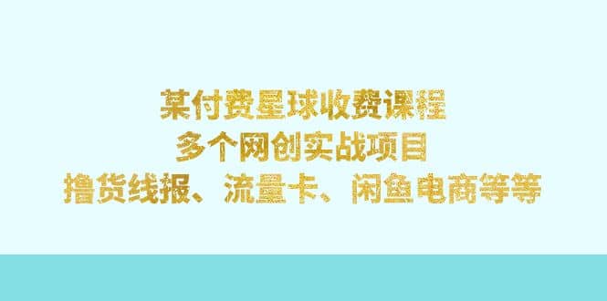 某付费星球课程：多个网创实战项目，撸货线报、流量卡、闲鱼电商等等-知一项目网