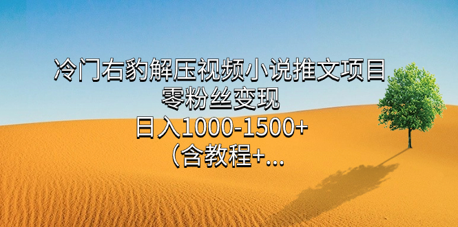 冷门右豹解压视频小说推文项目，零粉丝变现，日入1000-1500 （含教程）-知一项目网