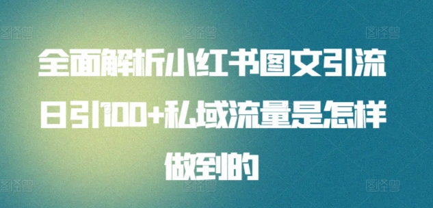 日引流100私域流量小红书图文是怎样做到的全面解析-知一项目网