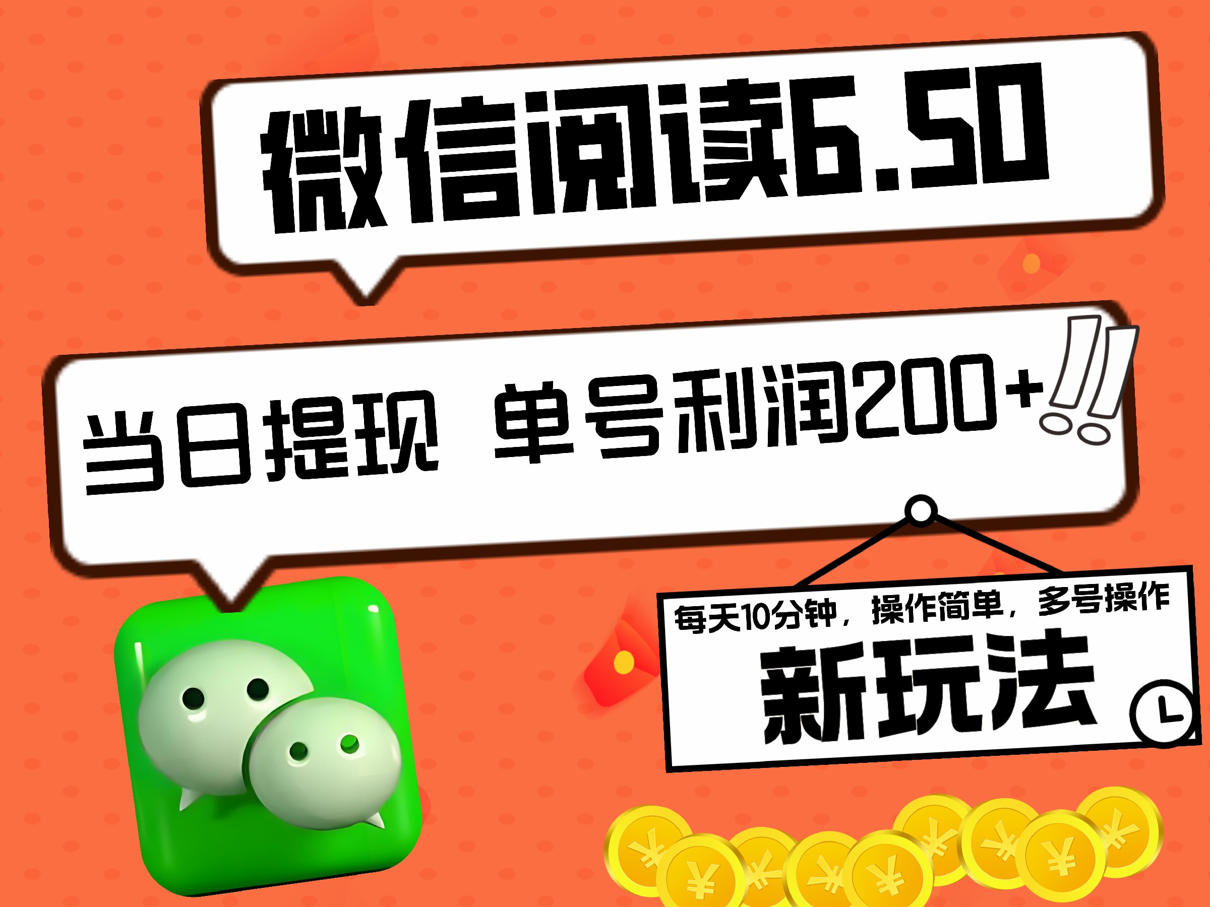 2024最新微信阅读6.50新玩法，5-10分钟 日利润200+，0成本当日提现，可矩阵多号操作-知一项目网