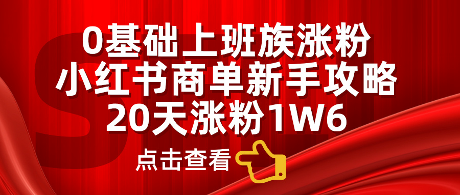 0基础上班族涨粉，小红书商单新手攻略，20天涨粉1.6w-知一项目网