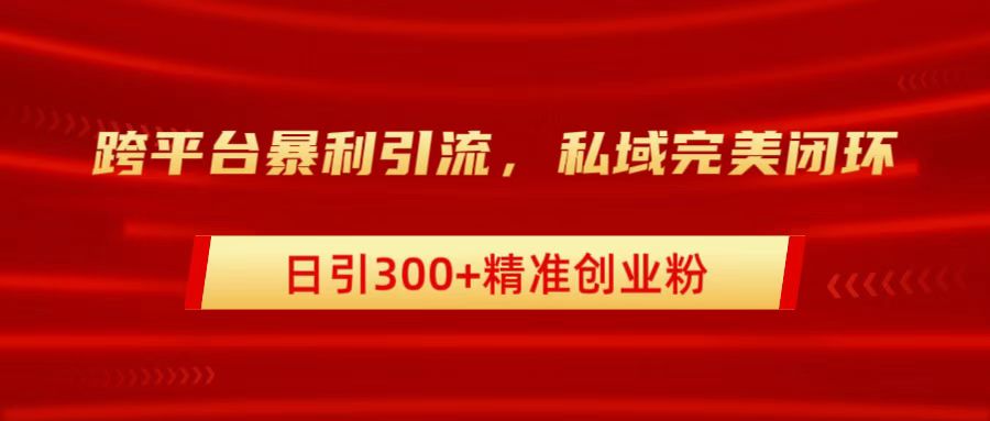 跨平台暴力引流，私域完美闭环，日引300+精准创业粉-知一项目网