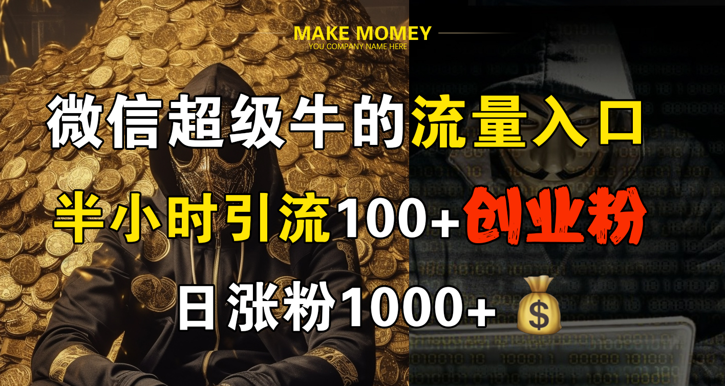 微信超级牛的流量入口，半小时引流100+创业粉，日涨粉1000+-知一项目网