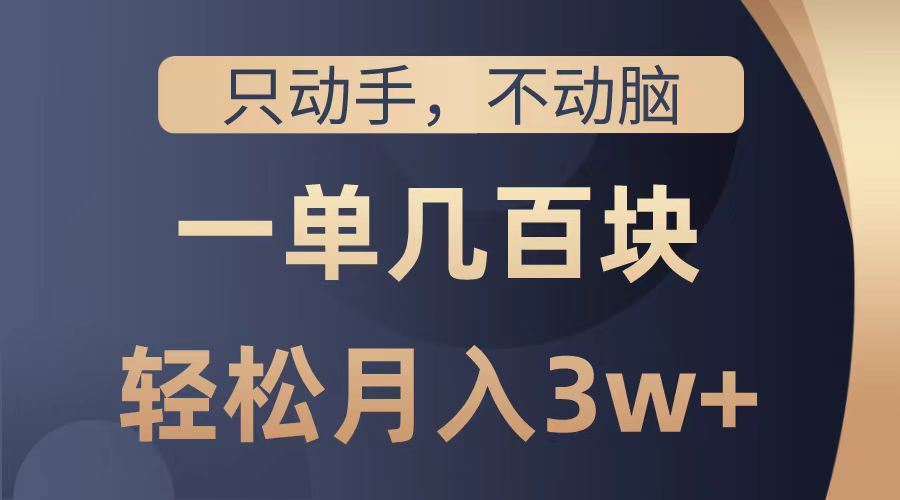 只动手不动脑，一单几百块，轻松月入2w+，看完就能直接操作，详细教程-知一项目网