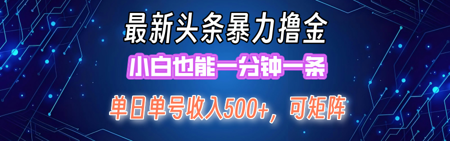 最新头条撸金，小白也能一分钟一条-知一项目网