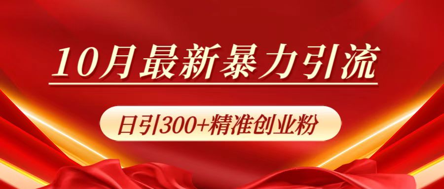 10月最新暴力引流，日引300+精准创业粉-知一项目网