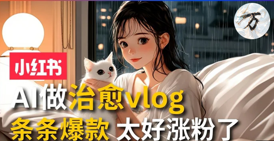 AI治愈系vlog动画视频，小红书7天 涨粉破千，商单报价1500+，0成本制作，日入2000+，有手就会 -知一项目网