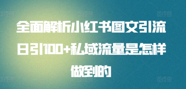 暴力引流 小红书图文引流日引100私域全面拆解【打粉人必看】-知一项目网