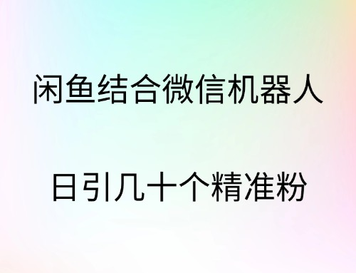 闲鱼结合微信机器人，日引几十个精准粉-知一项目网