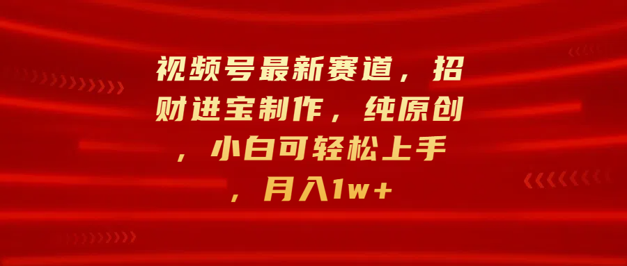 视频号最新赛道，招财进宝制作，纯原创，小白可轻松上手，月入1w+-知一项目网