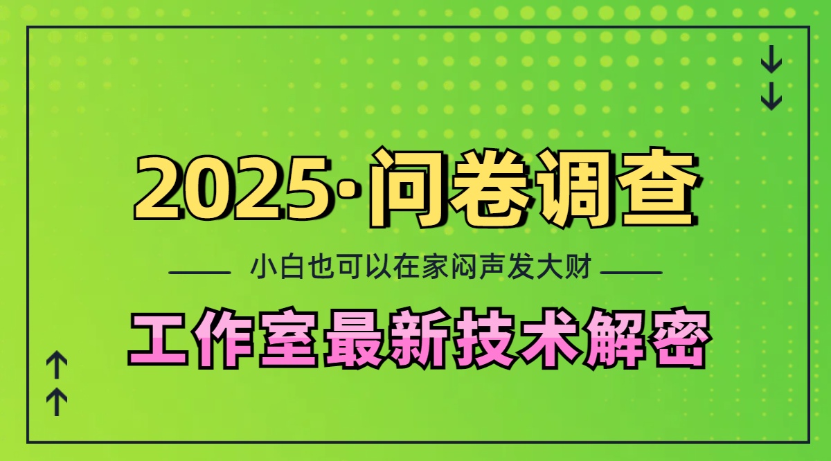 2025《问卷调查》最新工作室技术解密：一个人在家也可以闷声发大财，小白一天200+，可矩阵放大-知一项目网