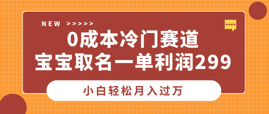 0成本冷门赛道，宝宝取名一单利润299，小白轻松月入过万-知一项目网