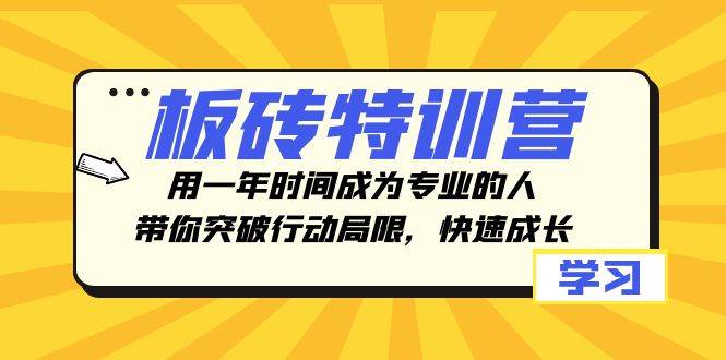 板砖特训营，用一年时间成为专业的人，带你突破行动局限，快速成长-知一项目网